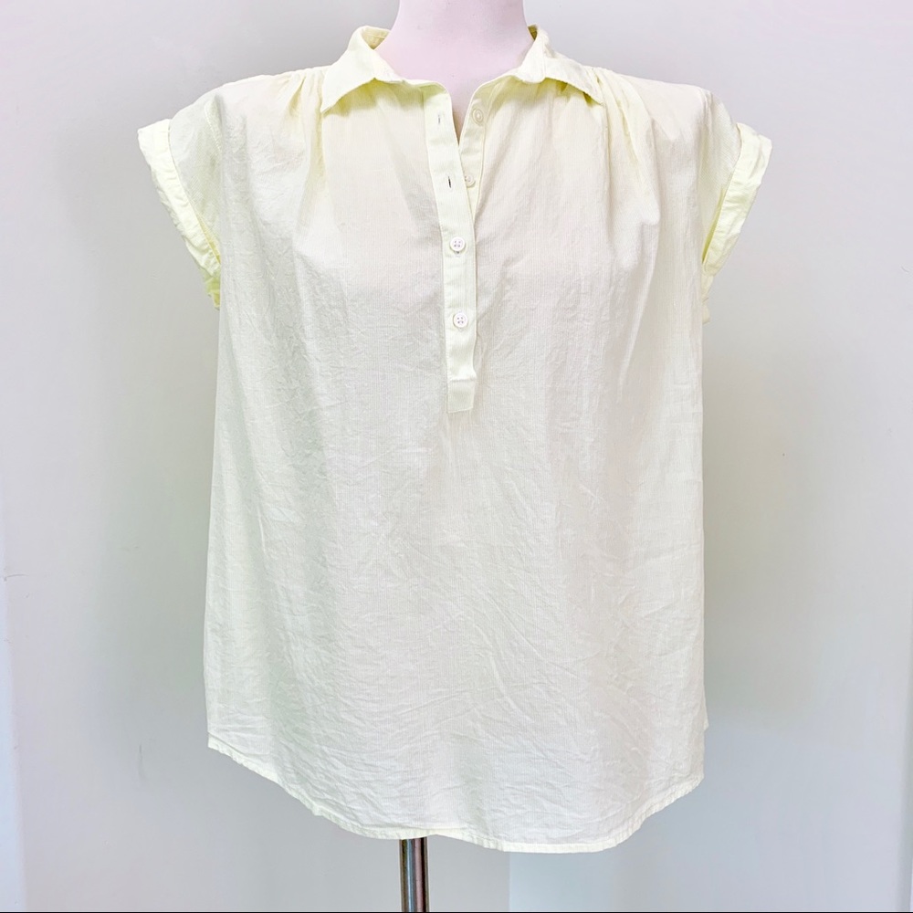 Light yellow/white stripe cotton blouse